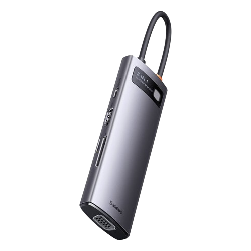 Type-C HUB Baseus Metal GleamSeries 8-in-1 Multifunctional Docking Station Gray WKWG050013